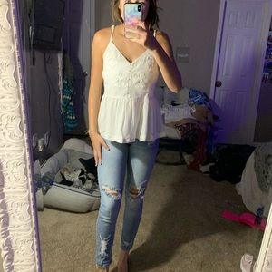 White Flowy Tank